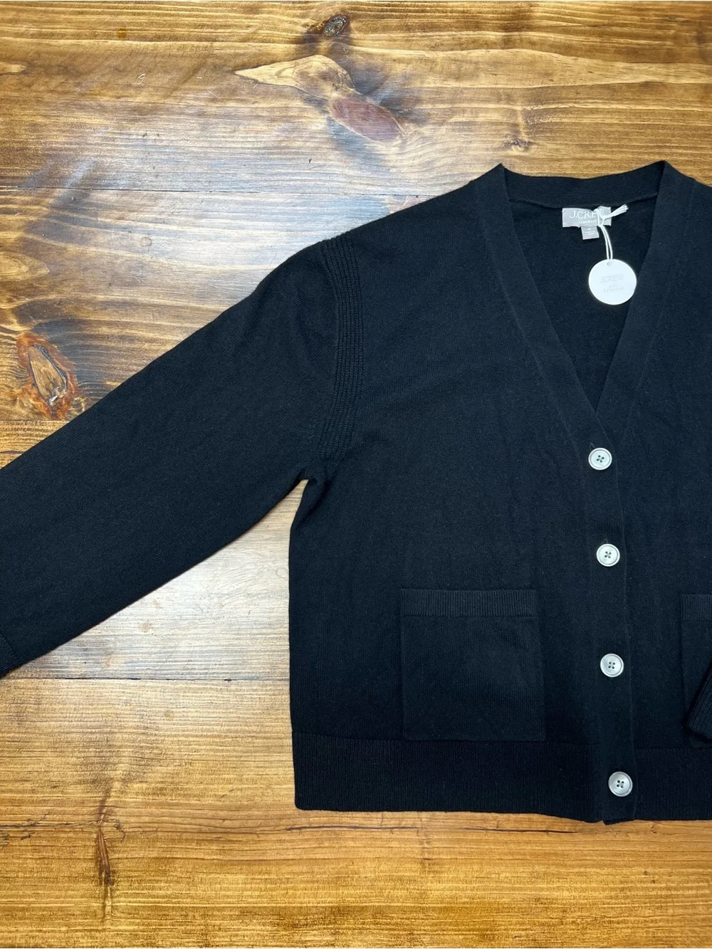 J. Crew Cashmere patch-pocket cardigan in Black Size Medium